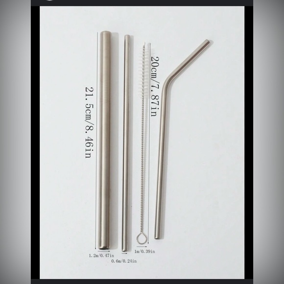 8.5" Drinking Straws Reusable 5-pcs Set 2 Straight|1 Bent|1 Brush|Bag
#0925249 - Picture 2 of 5